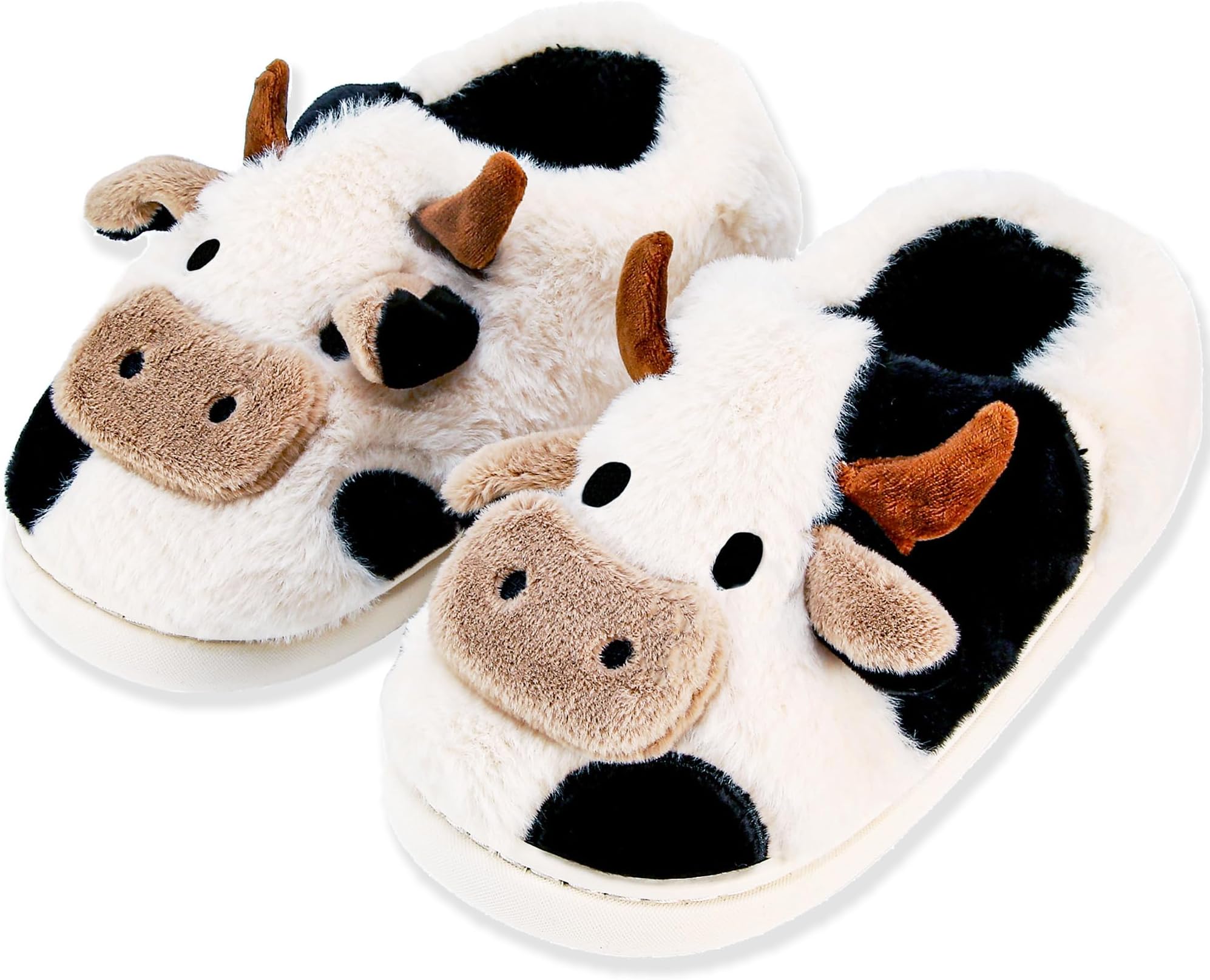 Cow Slippers for Women and Men, Fluffy Cute Cozy Cartoon Fuzzy Cow House Slipper Womens Milky Cows Animal Preppy Funny Kawaii Pillow Cloud Fall Winter Bedroom Home Shoes for Indoor and Outdoor
