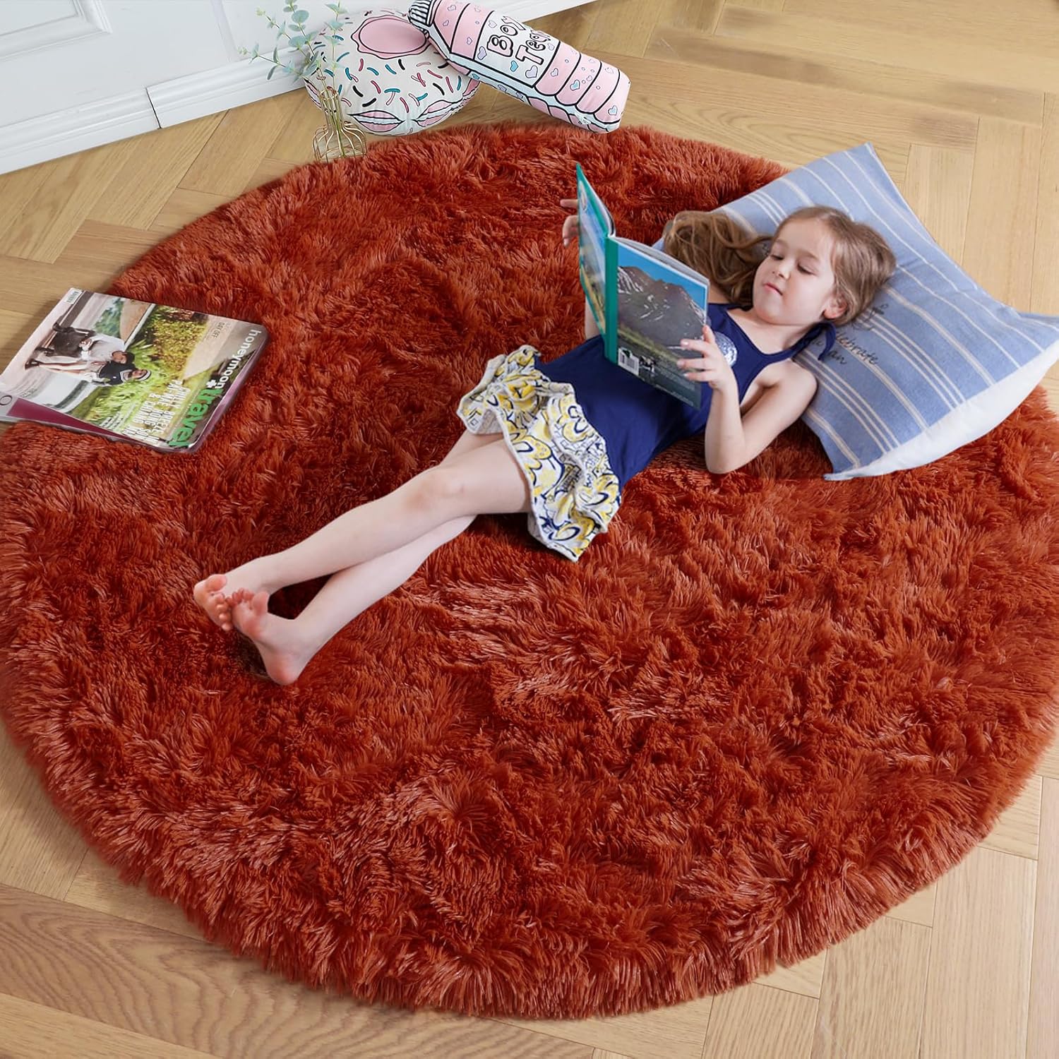 Amazon.com: Amdrebio Terracotta Rust Round Circle Rug 6Ft for Bedroom ...