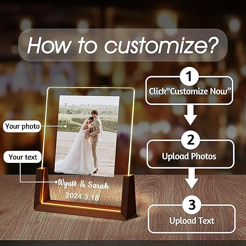 Miniatura 2 de Regalos personalizados para parejas, para él, su novio, novia, marco de fotos personalizado con nombre de foto, aniversario, cumpleaños, boda,