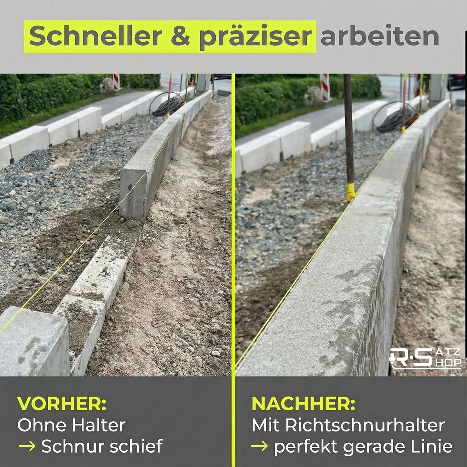Richtschnurhalter Set (25 Stück) für Schnurpfähle - Seilführung zum Aufstecken - 25/50/100 Stück - Schnurspanner Ideal für Straßen, Garten- und Landschaftsbau - Made by