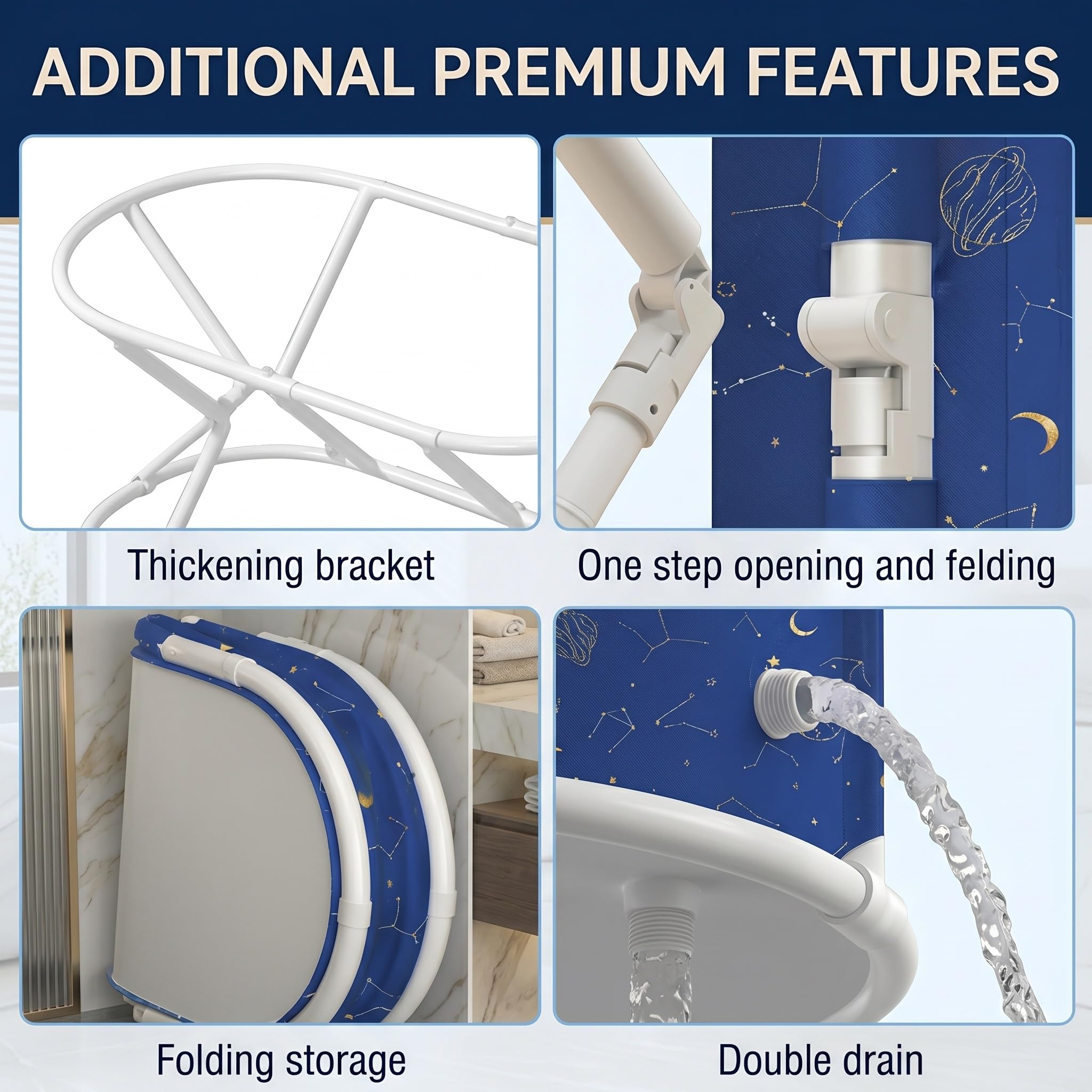 SOONHUA Vasca da bagno pieghevole portatile per adulti e vasca idromassaggio autoportante con cuscini per interni ed esterni Hot SPA Ice Bath, 120 x 60 x 50 cm