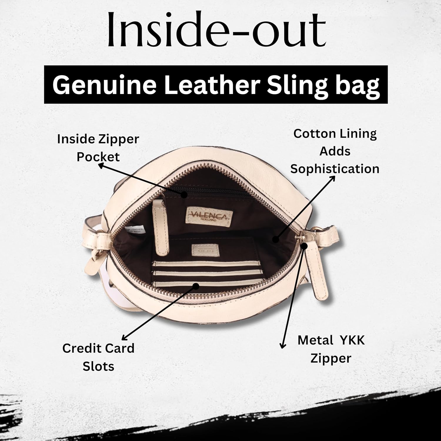 Genuine Italian Leather Boho Studded Round Crossbody Sling Bag - Stylish, Durable, & Perfect for Everyday Use for women - Image 4