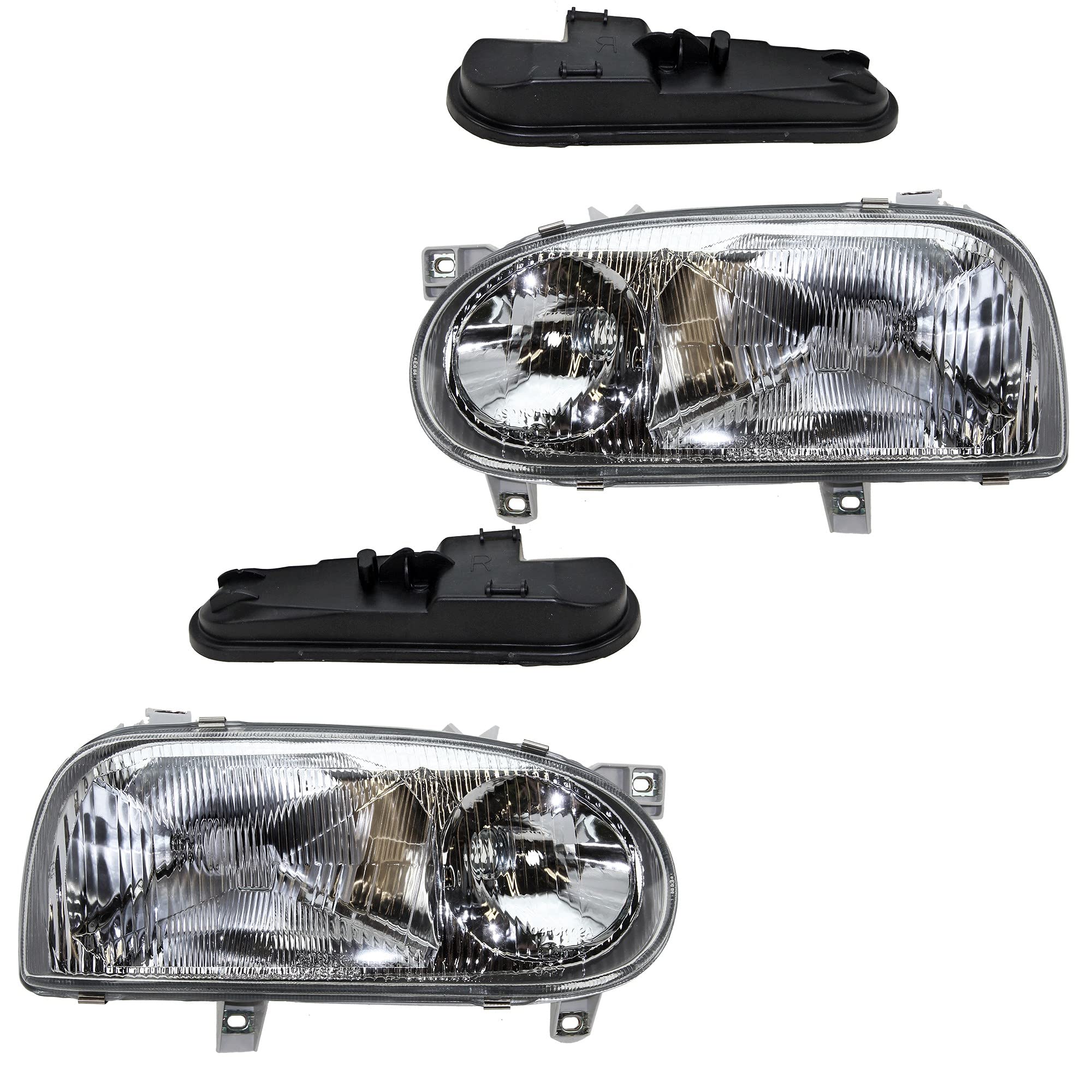 BESTPRICE 2x Hauptscheinwerfer vorne links + rechts H1 Frontscheinwerfer ohne Stellmotor, Kompatibel mit VW GOLF 3 (1H1), GOLF 3 Cabrio (1E7), GOLF 3 Variant (1H5)