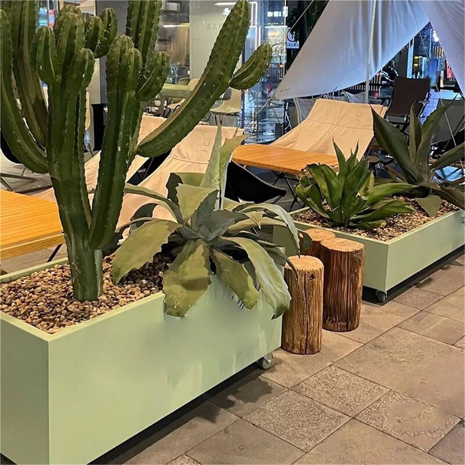 Banco de Jardinera de Parque Jardinera de jardín Caja Flores Contenedor plantación | Con ruedas giratorias for exhibición móvil al aire libre.(XS)