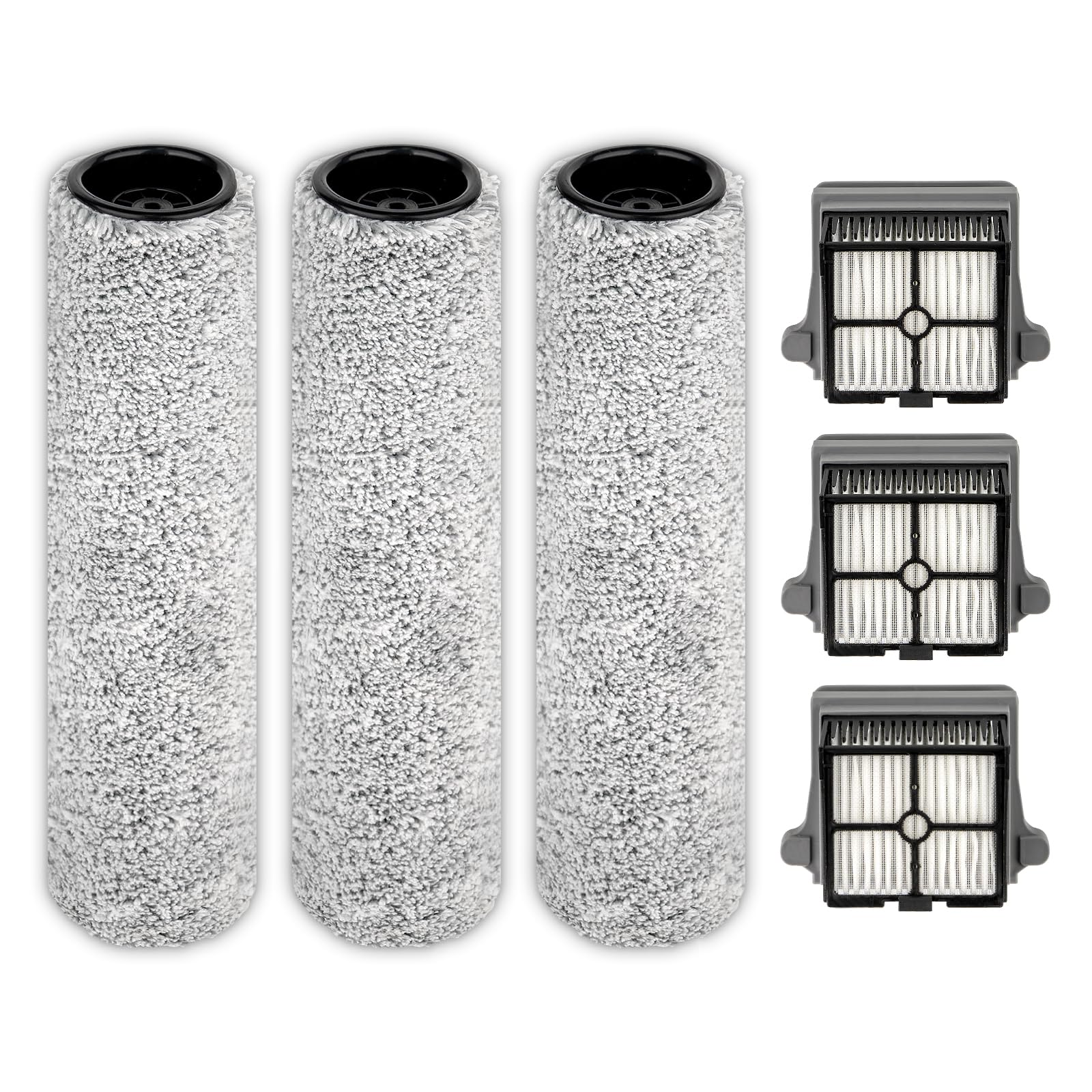 【Version 2, rouleau amovible】(6 pièces) S7 Pro rouleaux brosses et filtres HEPA pour aspirateur Tineco Floor One S7 Pro, Floor One S6, 3 rouleaux et 3 filtres (à l'exception de la poignée)