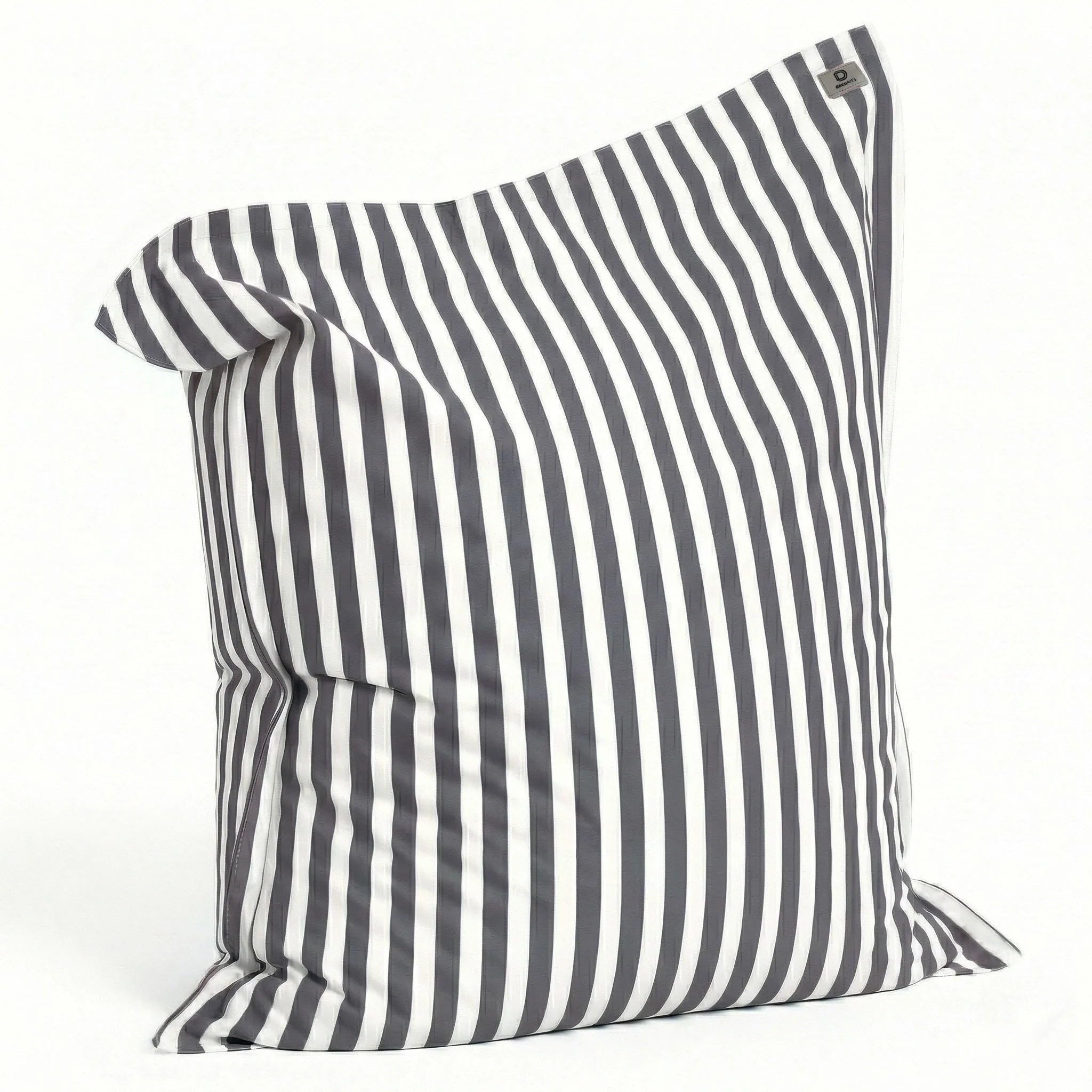 Housse pour Pouf Géant XXL 180x140cm - Rayure Gris Foncé - Anti-UV - Déhoussable - Déco Arts