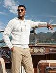 JMIERR Chandails à capuche pour hommes Chandail à pull-over à manches longues Twist-Sweaters