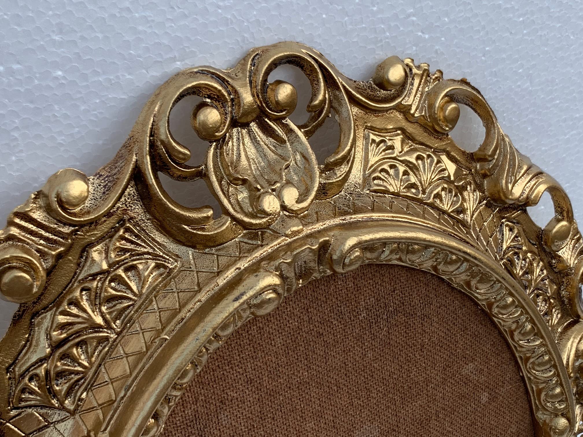 artissimo Cornice portafoto barocco bianco oro patinato ovale con vetro protettivo antico classico 45 x 38 cm, 24 x 30 cm