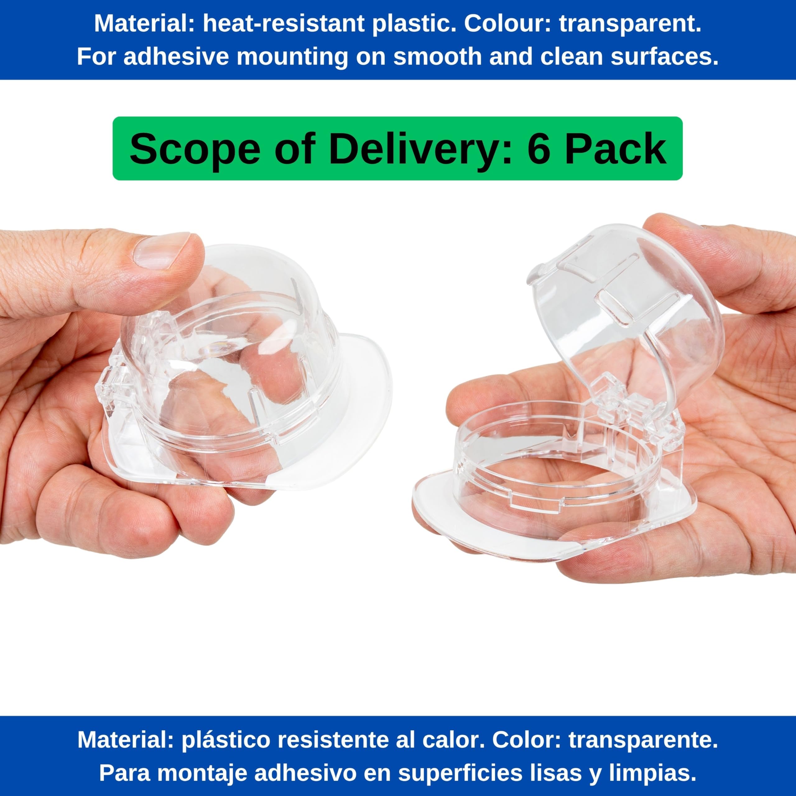 Fusible para pomos de cocina, paquete de 6, en transparente, para pomos de control con Ø máx. de 47 x 37 mm, distancia mínima entre los pomos de 57 mm, fusible para pomos de cocina para bebés