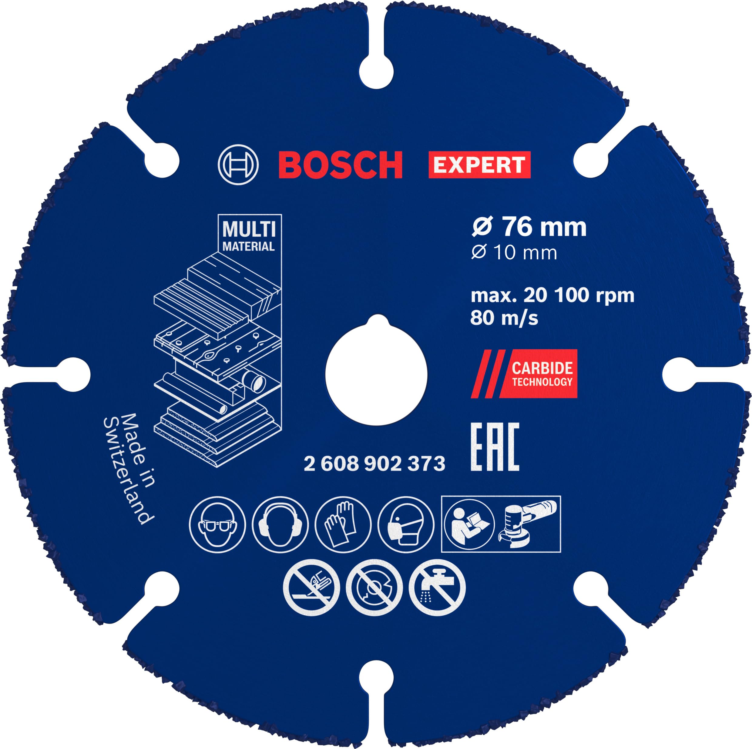 Bosch 1x Expert Carbide Multi Wheel Cutting Disc for Mini Angle Grinders (for Hardwood, Wood with Nails, Ø 76 mm, Professional Accessory Mini Angle Grinder)