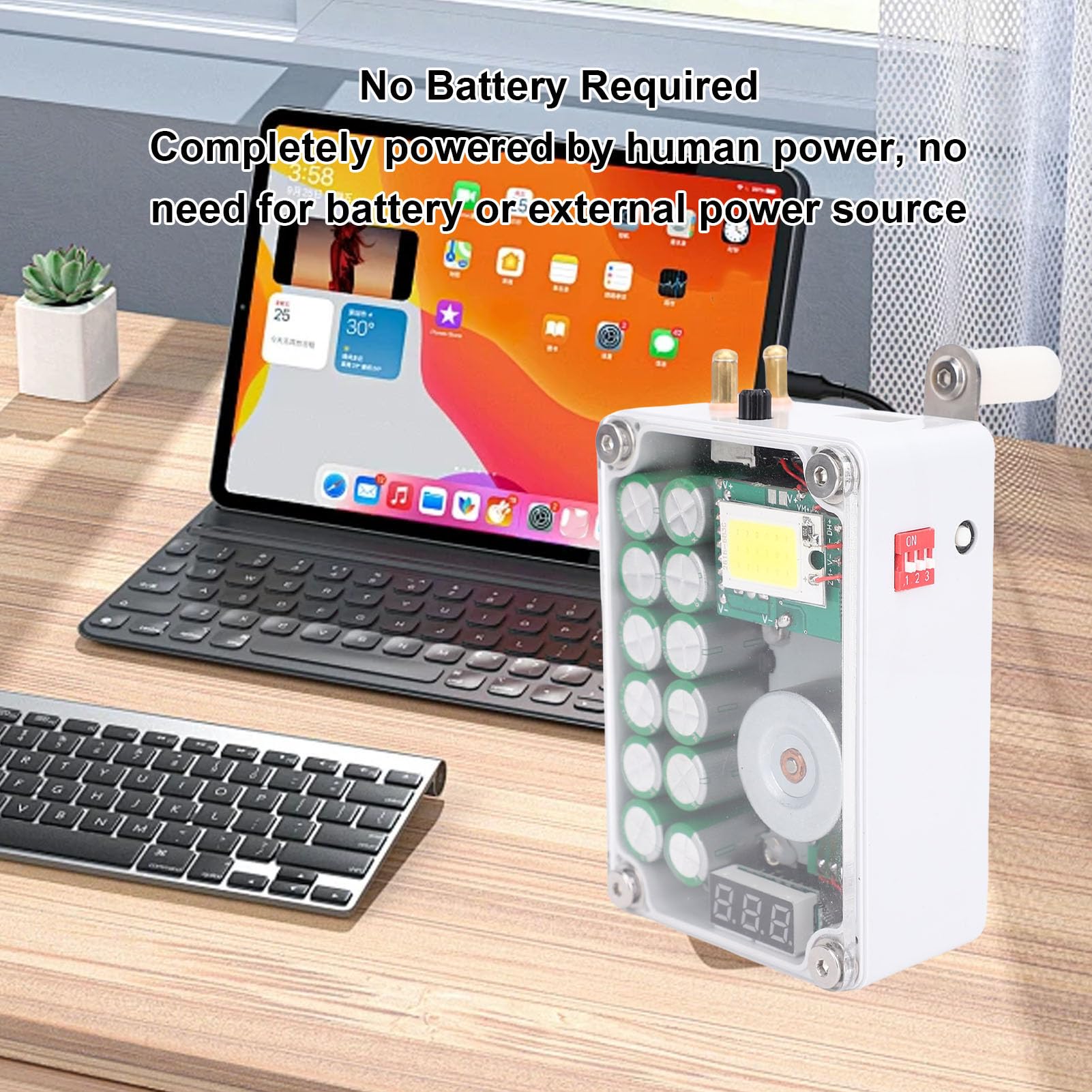 Bewinner Generatore Portatile a Manovella Caricabatterie USB Ad Alta Efficienza Energetica per attività All'aperto Smartphone Tablet