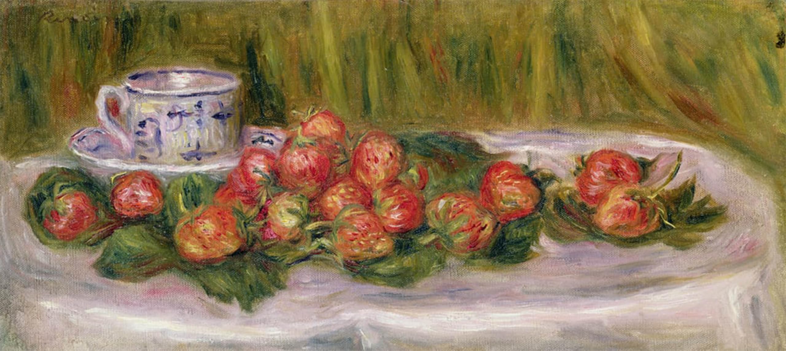 POSTERIIk Famous Print Pop Art Wall Art Graffiti Still Life of Strawberries and a Tea Cup by Pierre Auguste Renoir Art Prints for Home Decor 60x90cm