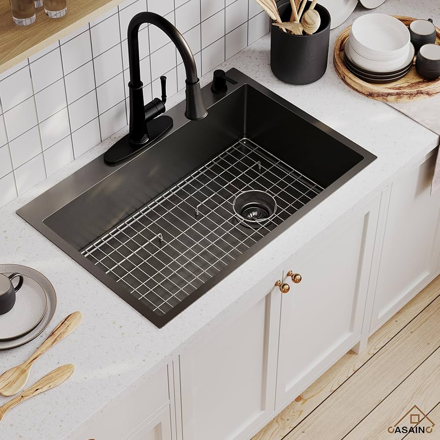 CASAINC 33-Inch Kitchen Sink, 18 Gauge Single Bowl Stainless