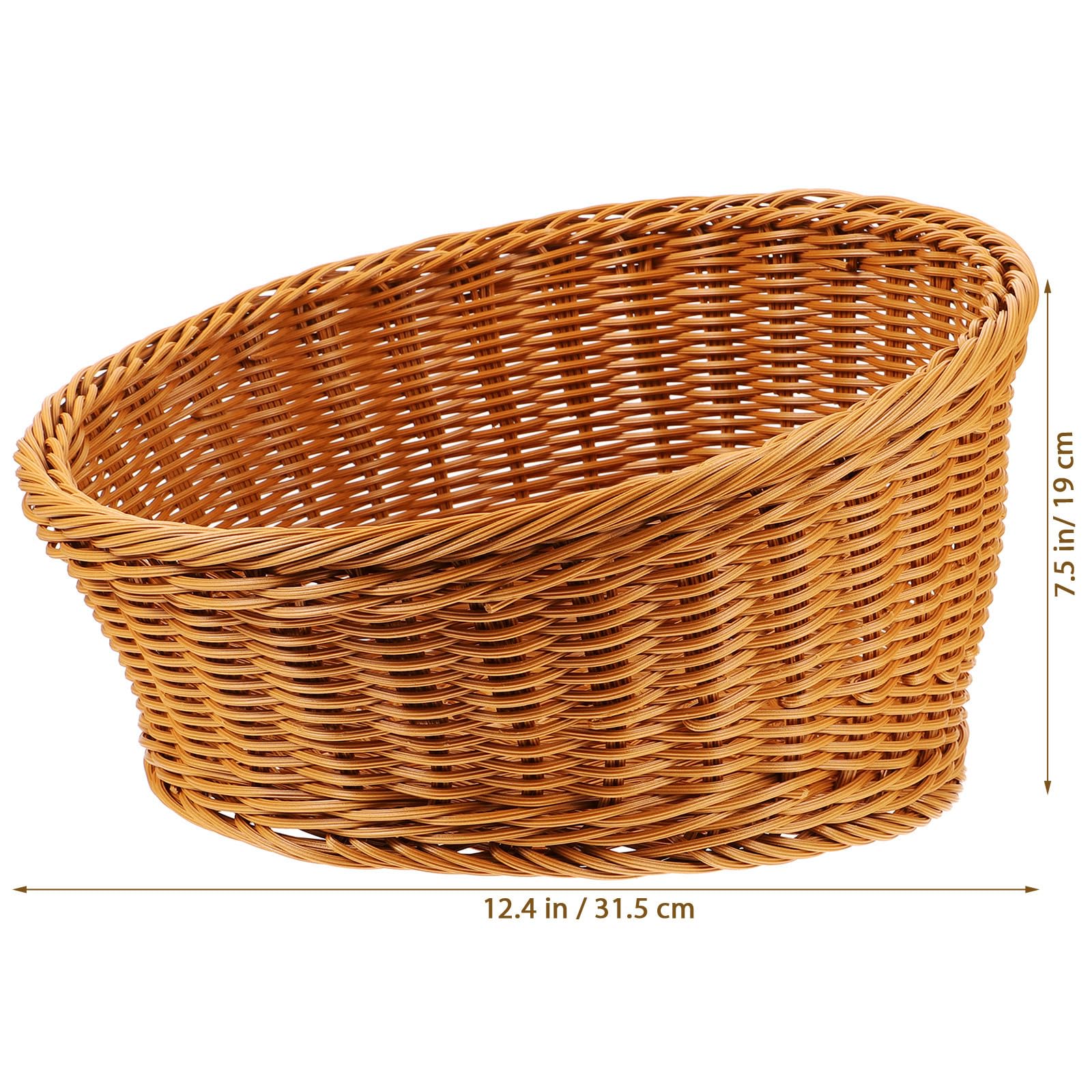 Cesto da Tavolo Intrecciato in Rattan Sintetico Resistente per Cucina Design Artigianale Pratico e Rustico, per Conservare Oggetti in Hotel come Ornamento