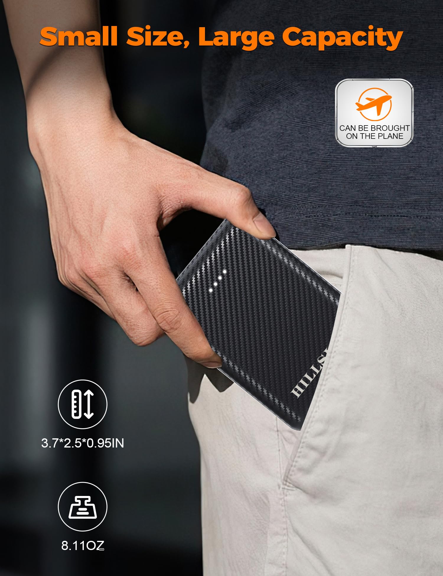 Power Bank Per Gilet Riscaldato 7.4V 20000mAh - Batteria Per Indumenti Termici, Display LED, Porte DC/USB-A/USB-C, Per Attività All'aperto Power Bank Gilet Riscaldato