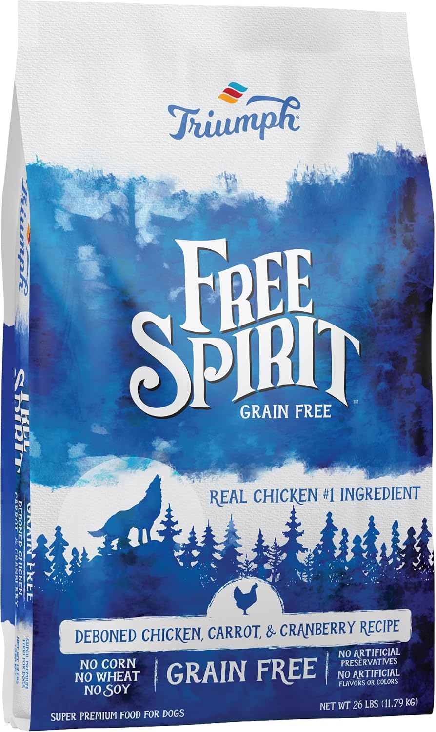 Triumph Free Spirit Deboned Chicken, Carrot, & Cranberry Recipe Dry Dog Food, 26 LB Chicken 26 Pound (Pack of 1)