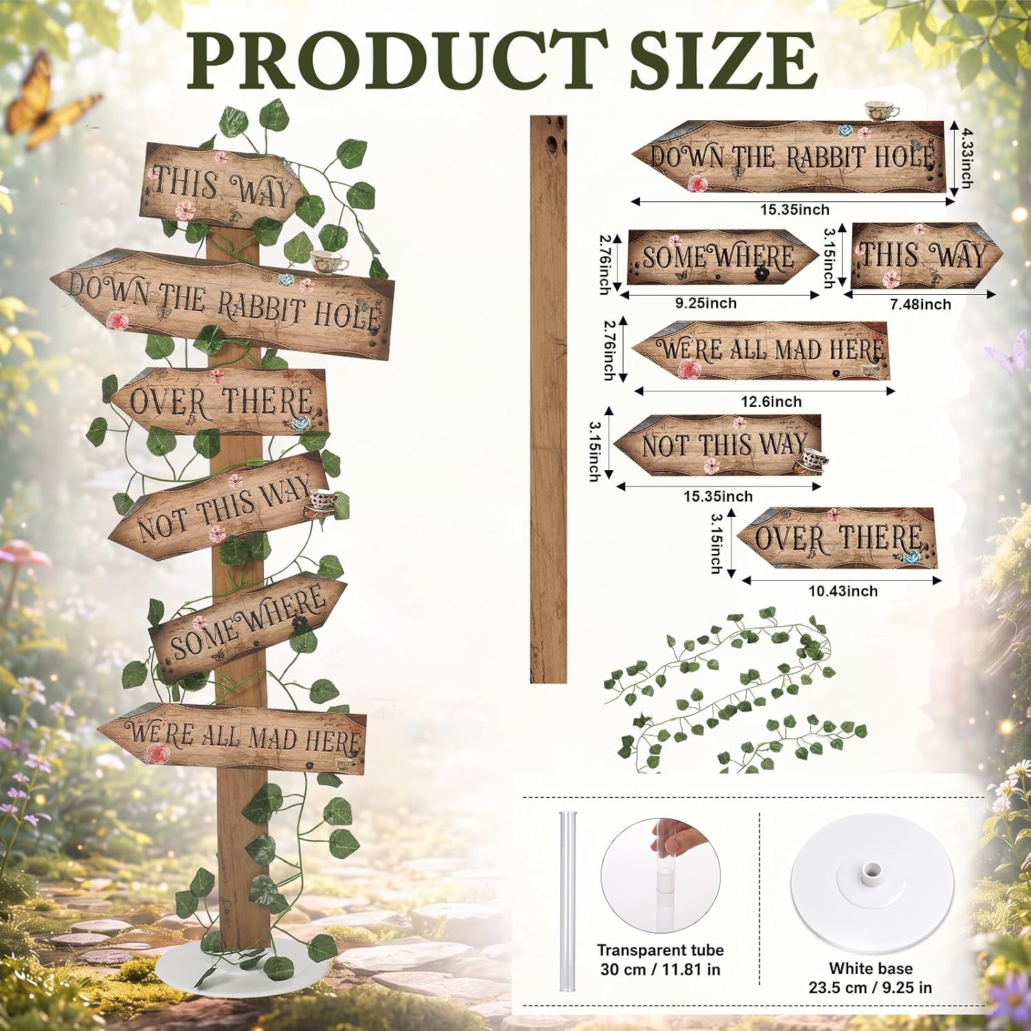 Bucherry Welcome to Wonderland Decor Tea Party Directional Signs