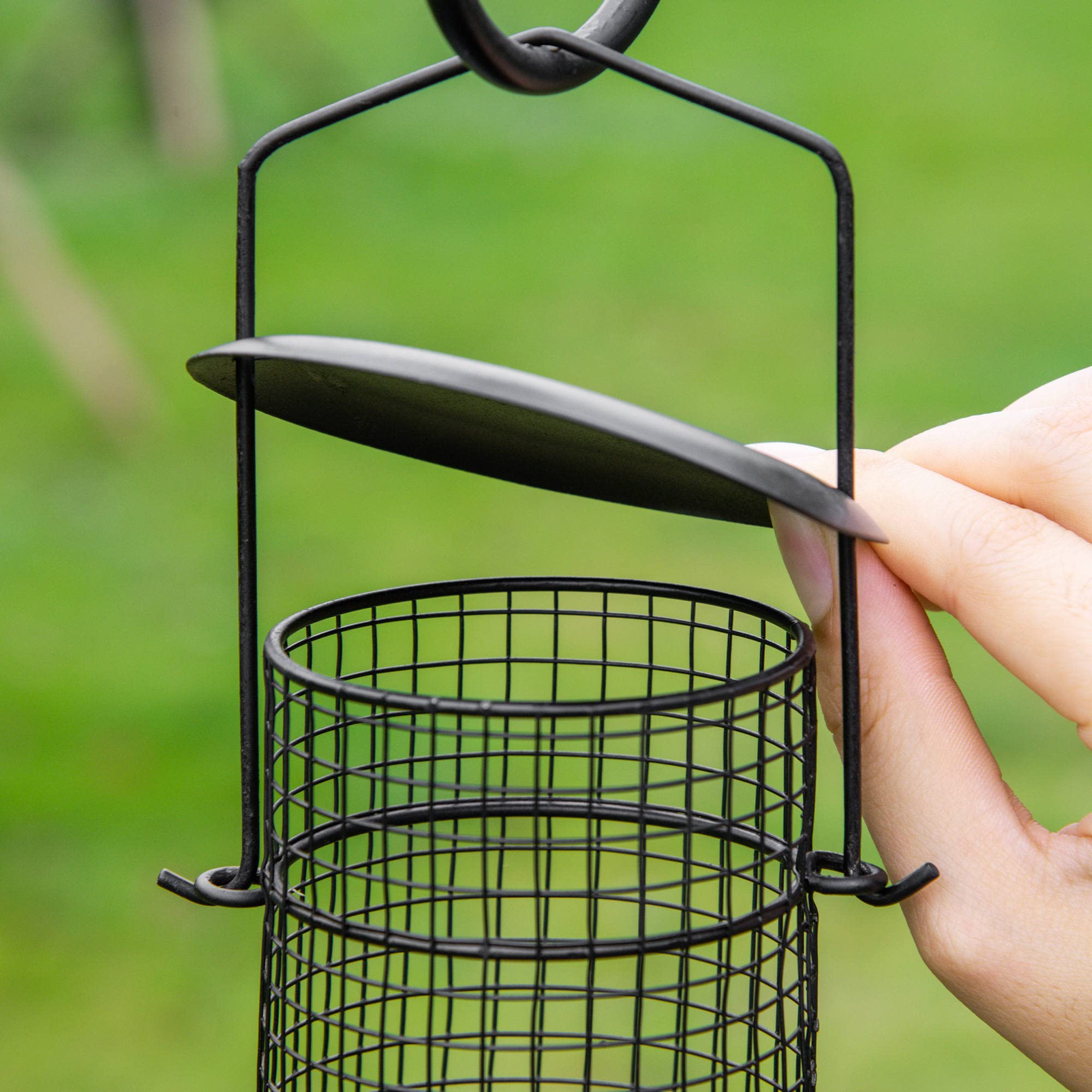 PawHut Station d'alimentation pour Oiseaux en Acier avec 4 Crochets, Mangeoir sur Pied 208H cm, Noir