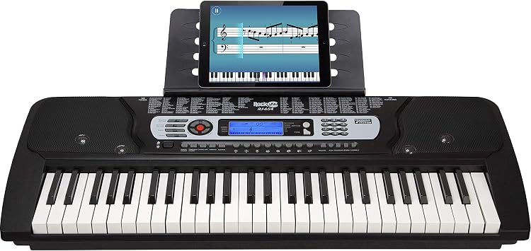 RockJam 54 Key Keyboard Piano with Power Supply, Sheet Music Stand, Piano Note Stickers & Lessons