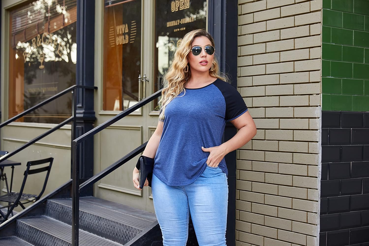 IN'VOLAND Womens Plus Size Tops Raglan Shirts Baseball Tee Round Neck Long Sleeve Tunic T-Shirts