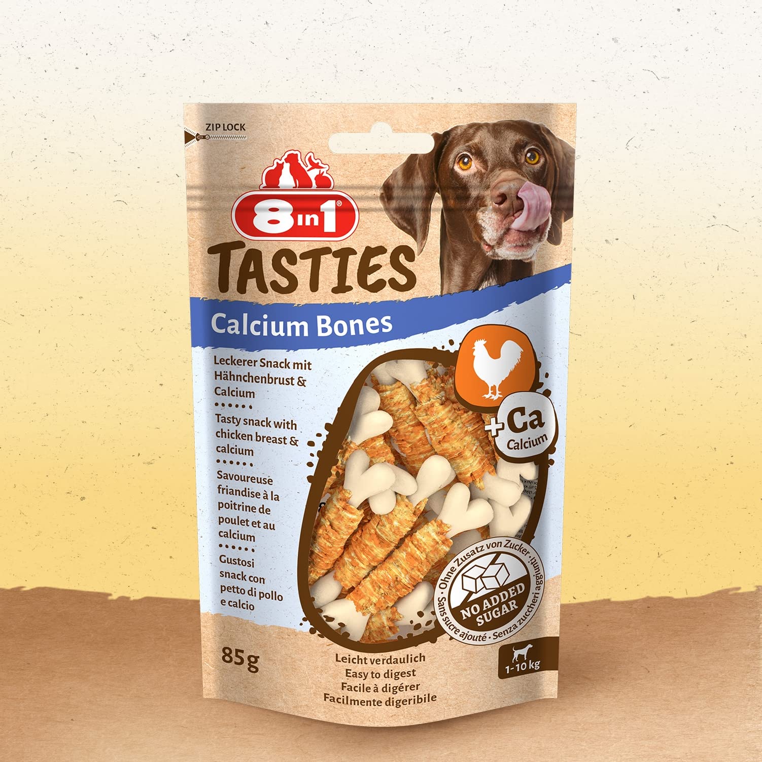 8in1 Tasties Calcium Bones - Ossa di calcio - Piccole ossa di calcio avvolte nel petto di pollo, 85