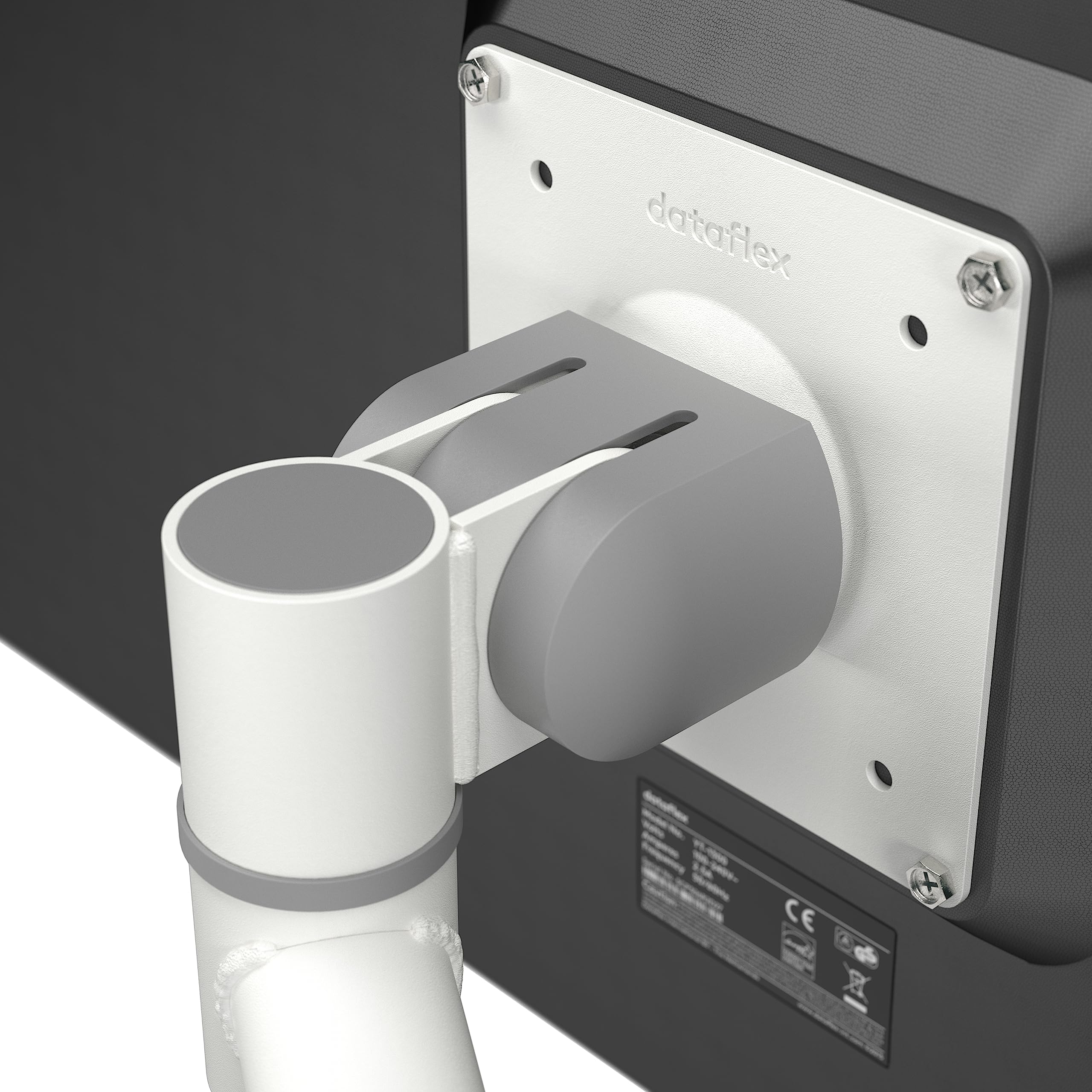 Dataflex Viewgo Monitorarm - Schreibtisch 120 Weiß, platzsparender und ergonomischer Monitorarm, mit Klemme und statischer Höhenverstellung, Stahl, VESA-kompatibel, max. 8kg, geeignet für Monitore bis zu 900mm Höhe | Einzelarm für 1 Monitor, weiß