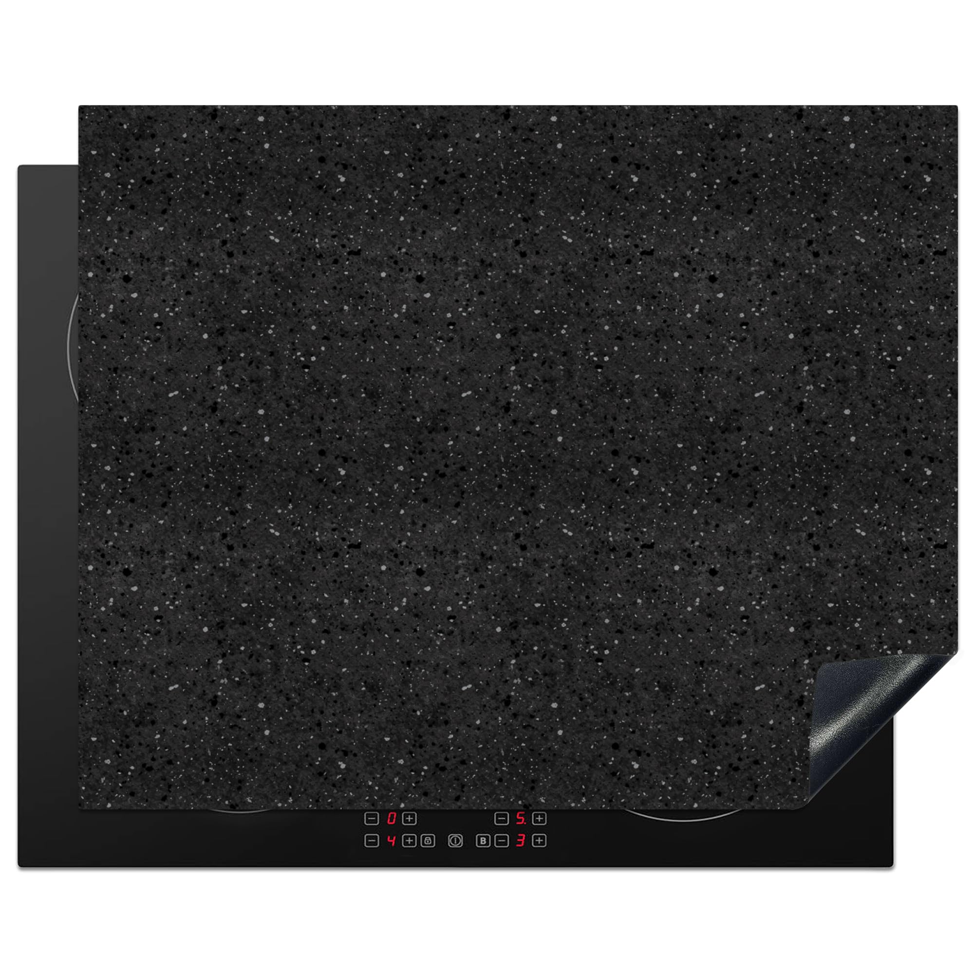 KitchenYeah© Induction Hob Cover Protector Mat 20.5"x25.6" / 65x52 cm Kitchen Universal Ceramic Covers for Electric Cookers Vinyl Granite - Black - Grey