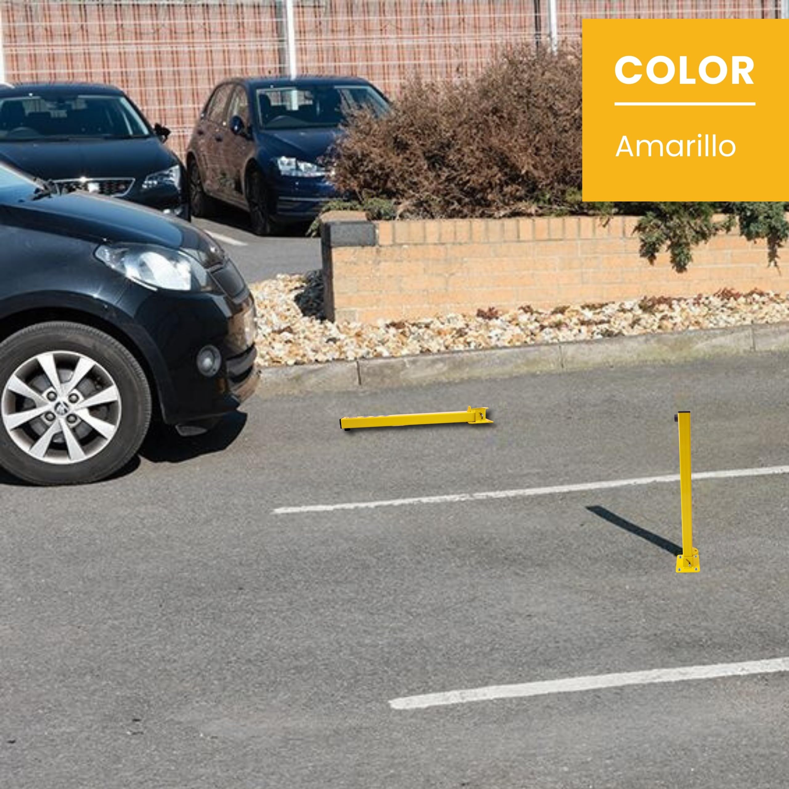 PARKING FACIL | Recinzione per parcheggio/Cepo Parcheggio Modello Palo | Blocco manuale con lucchetto | Colore giallo | Include viti e lucchetto | 1 pezzo