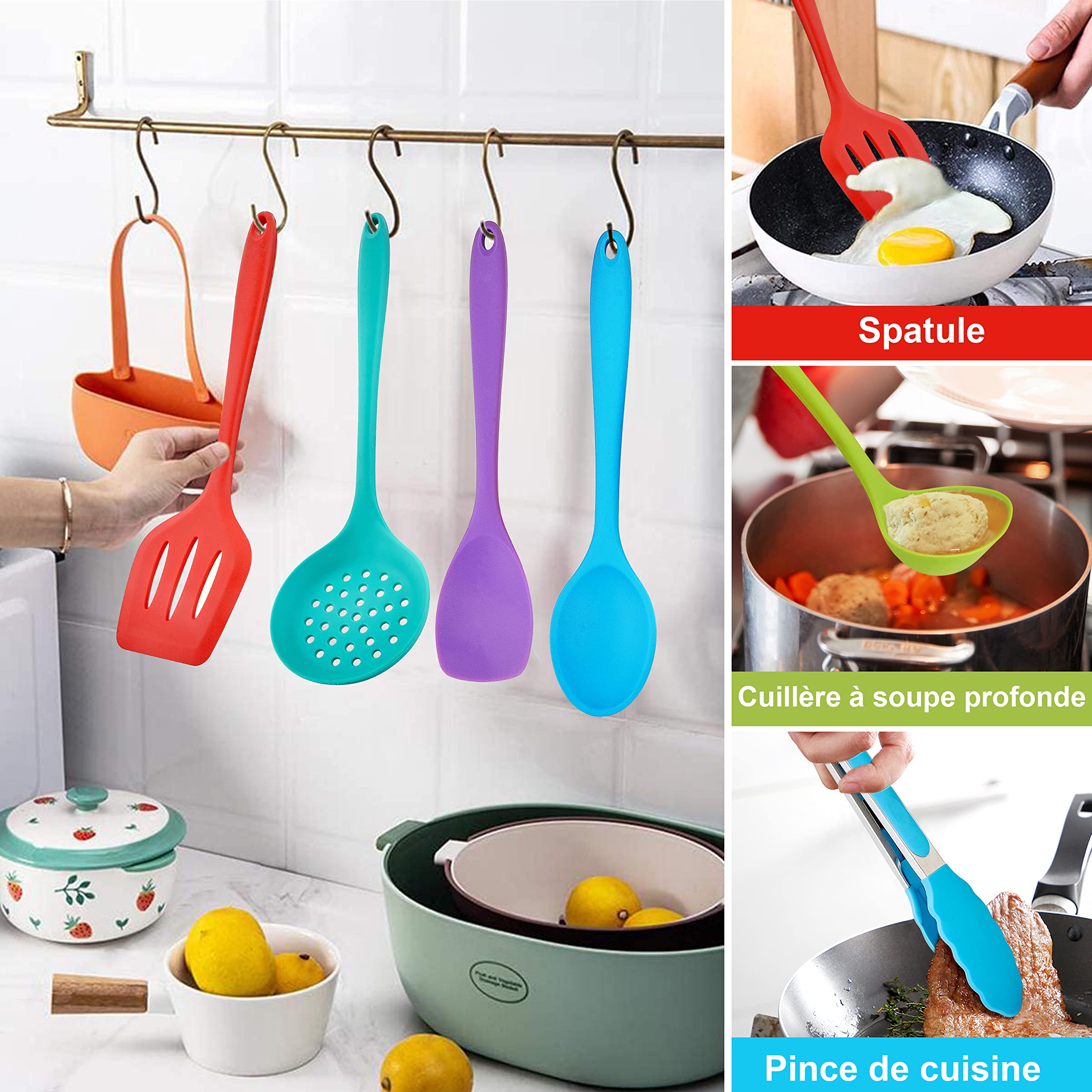 Joyfair Set Di 4 Utensili Da Cucina In Silicone: Spatole E Cucchiai Antiaderenti, Resistenti Al Calore (fino A 230°C)