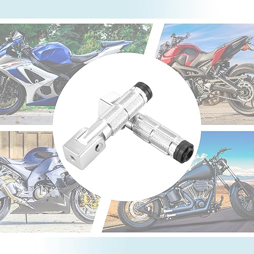 Miniatura 5 de Motoforti 1 par de 0.315in de aleación de aluminio universal plegable para motocicleta, reposapiés trasero, pedal de estribo, ciclismo tono plateado