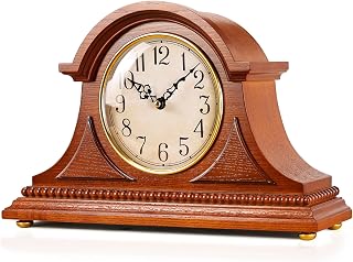 AYRELY Grandfather Mantel Clock - Ash Wood Chiming Table Clock with Westminster Melody, Battery Operated Vintage Decor for Mantel Shelf Living Room