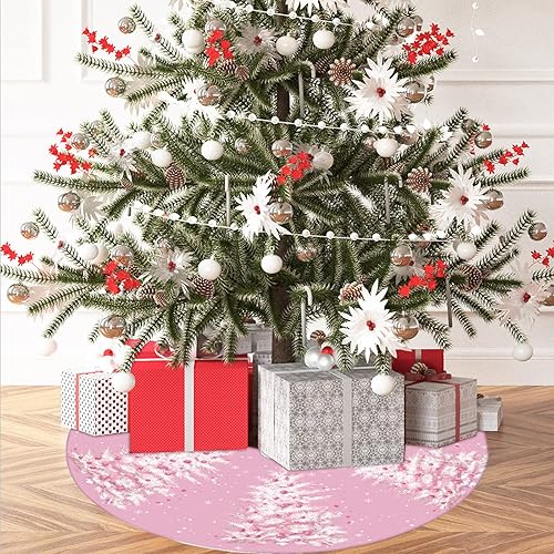 Miniatura 8 de Falda de árbol de Navidad con estampado de bailarín rosa, falda de árbol de invierno de 48 pulgadas para decoración de interiores y exteriores
