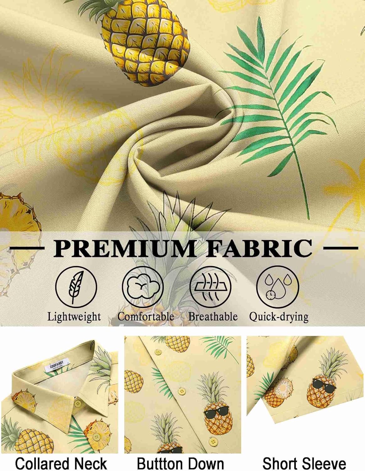 COOFANDY Mens Hawaiian Shirt Short Sleeve Button Down Shirts Tropical Floral Summer Beach Shirts - Image 5