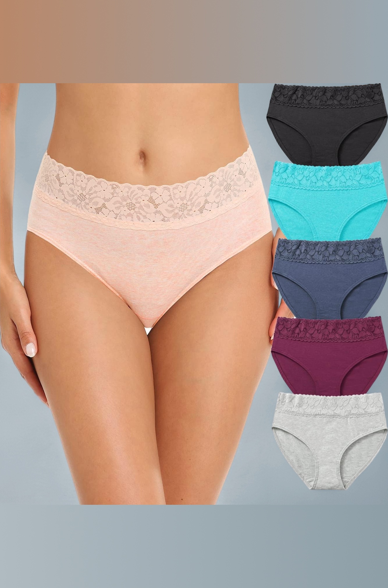 Womens Underwear Cotton Bikini Panties Lace Soft Hipster Panty Ladies Stretch Full Girls Briefs (Multicolor)