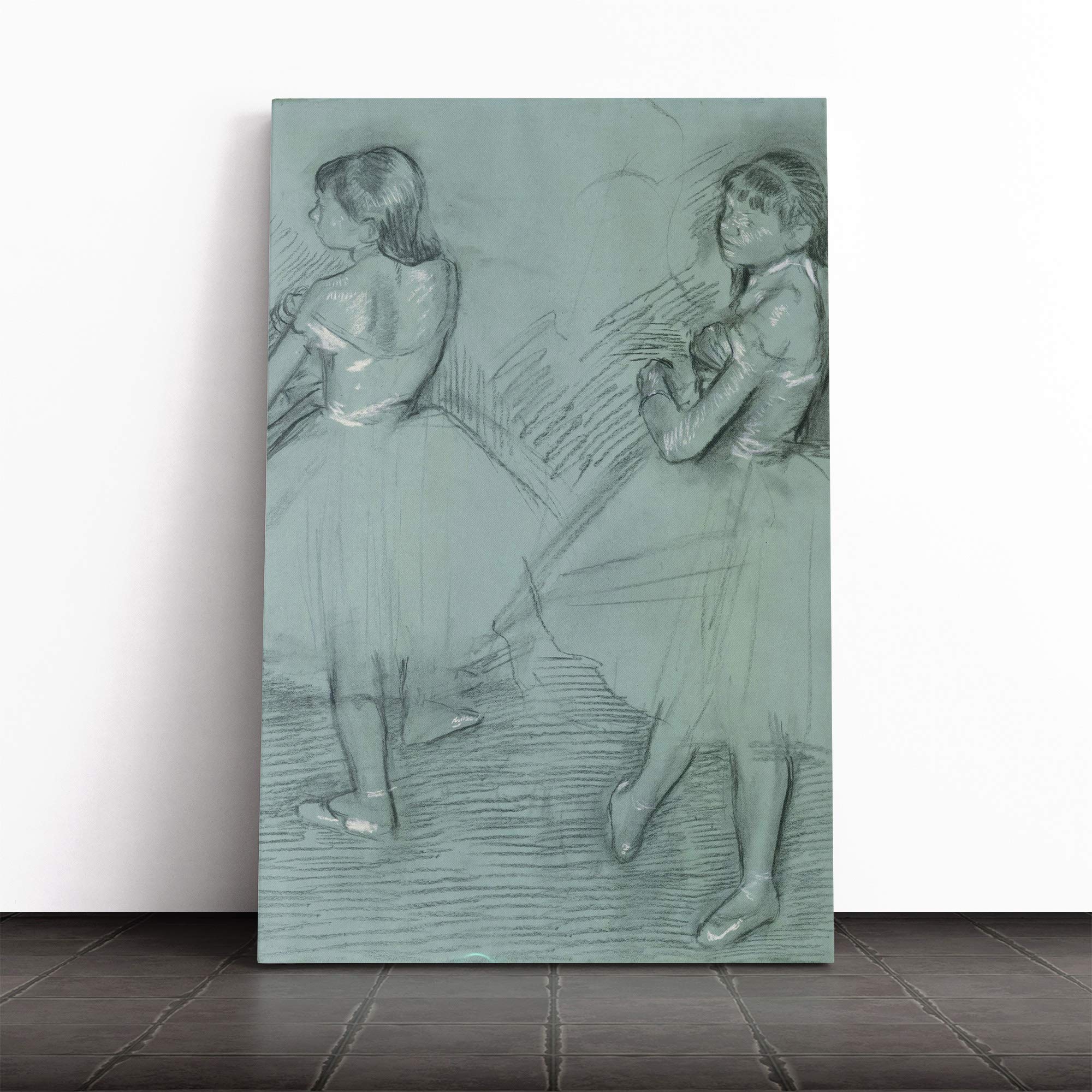 Edgar Degas Two Dancers Sketch Canvas Print | Gallery Wrapped 30mm Frame Wall Art | 24x16 inches | Ready to Hang | Modern Picture | Living Room Bedroom Lounge Office