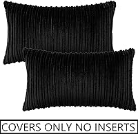 Vista 521 de UGASA - Juego de 2 fundas de almohada de terciopelo a rayas, funda decorativa para cojín con cremallera oculta para el hogar, sofá, dormitorio