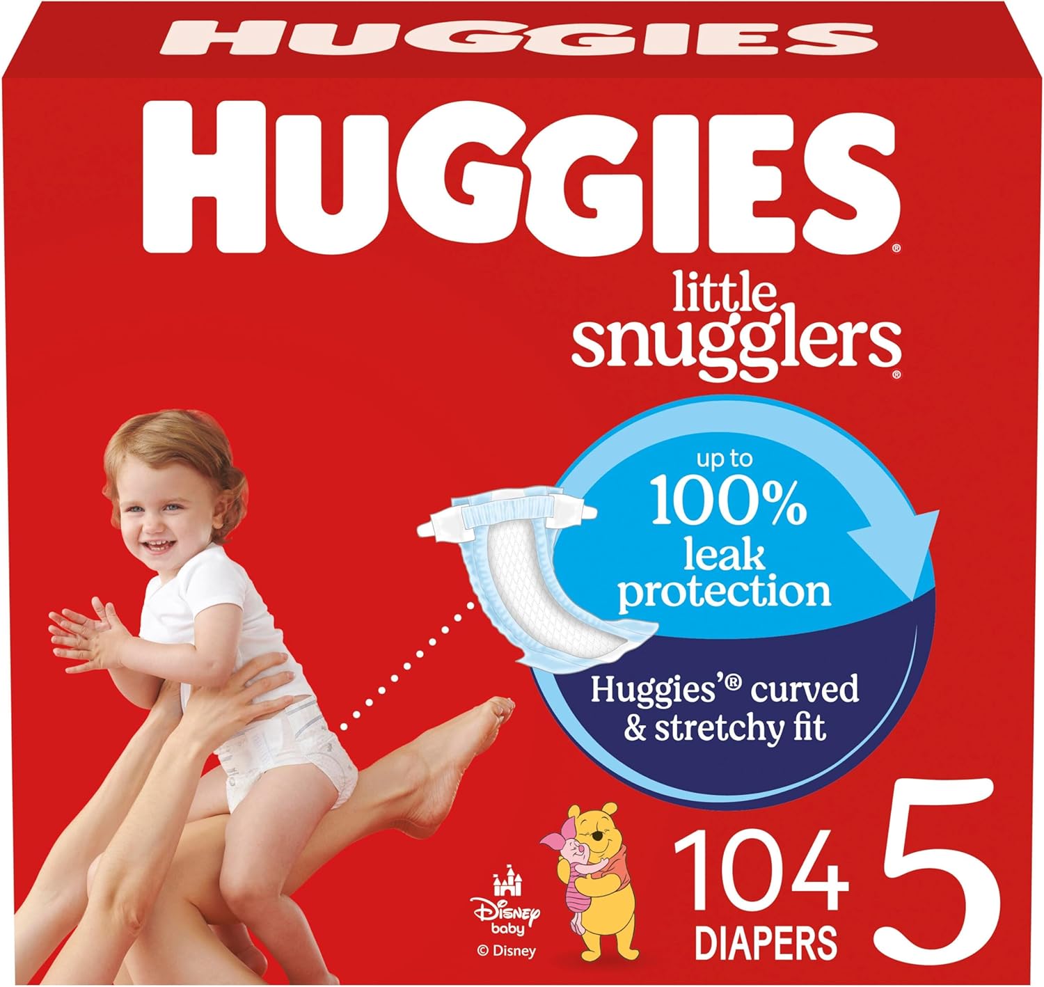 Huggies Size 5 Diapers, Little Snugglers Baby Diapers, Size 5 (27+ lbs), 104 Count, Packaging May Vary Size 5 104