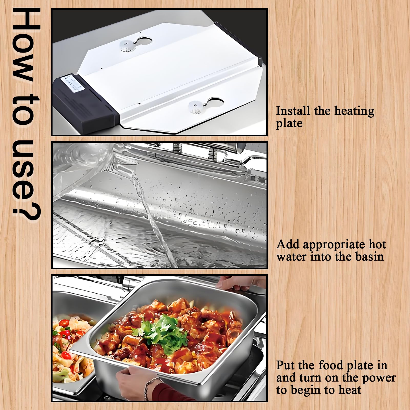 Chafing Dish Buffet Elettrico Temperatura Regolabile 30-85℃(FULL PAN) | 9L Professionale Scaldavivande Buffet Elettrico Acciaio Inox per Buffet, Ristoranti, Hotel, con Coperchio Visibile, 400W