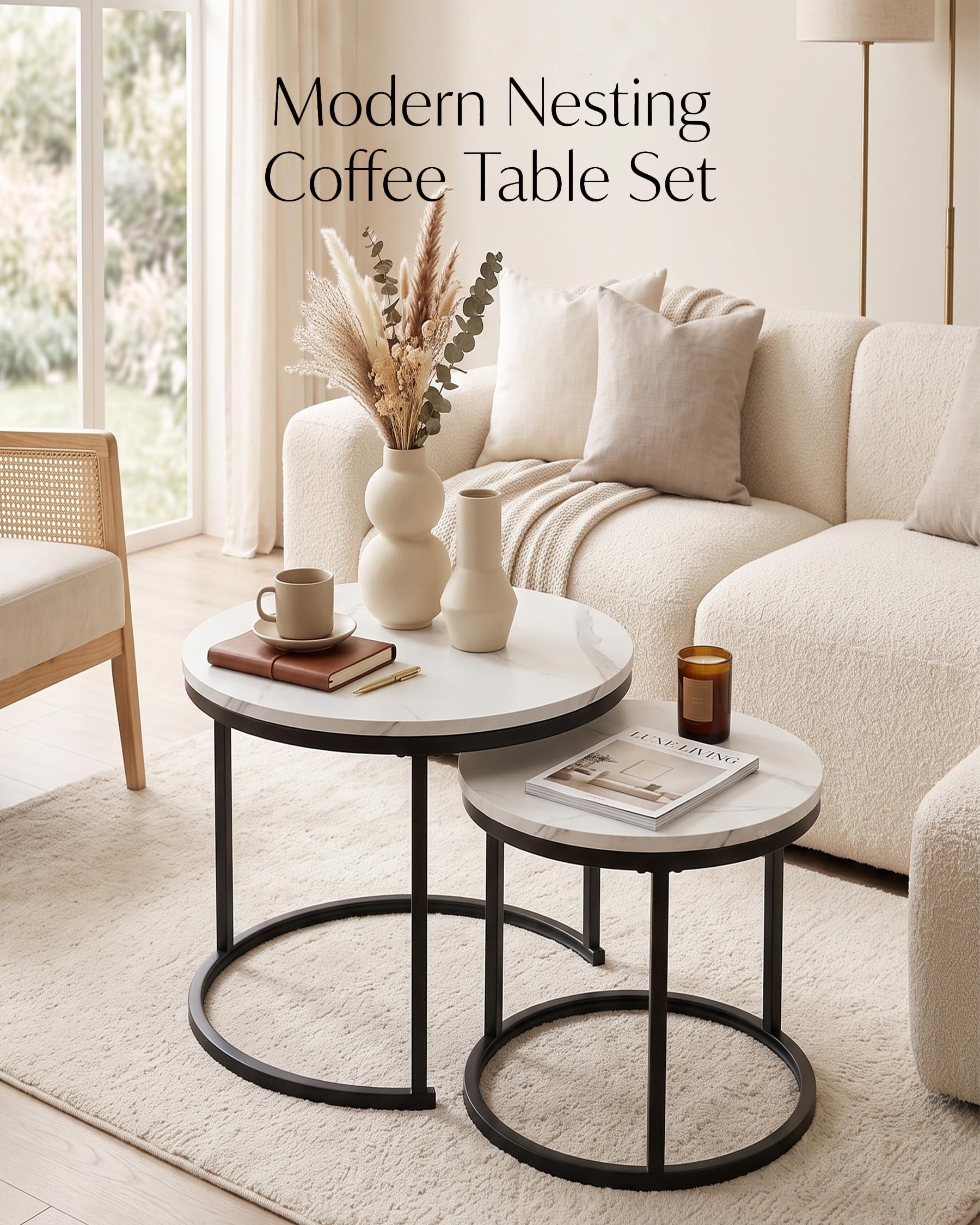 Marmor Beistelltisch Couch 2er Set Couchtisch Klein Sofatisch Modern
