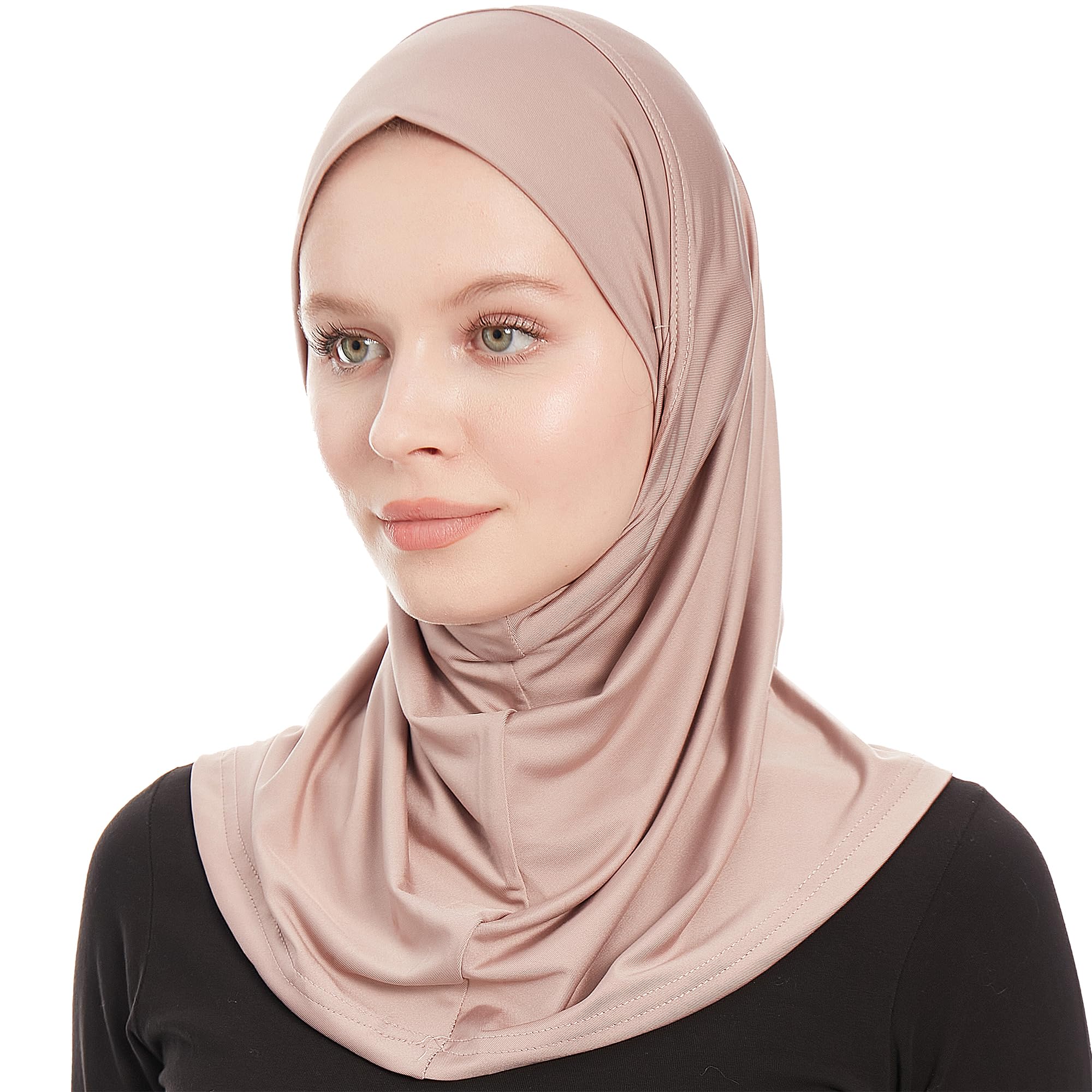 Ayisah Plain Ready To Wear Amira Hijab for Women - Muslim Instant Amira Jersey Scarf – Soft Muslim One Piece Instant Hijab Headscarf - Taupe