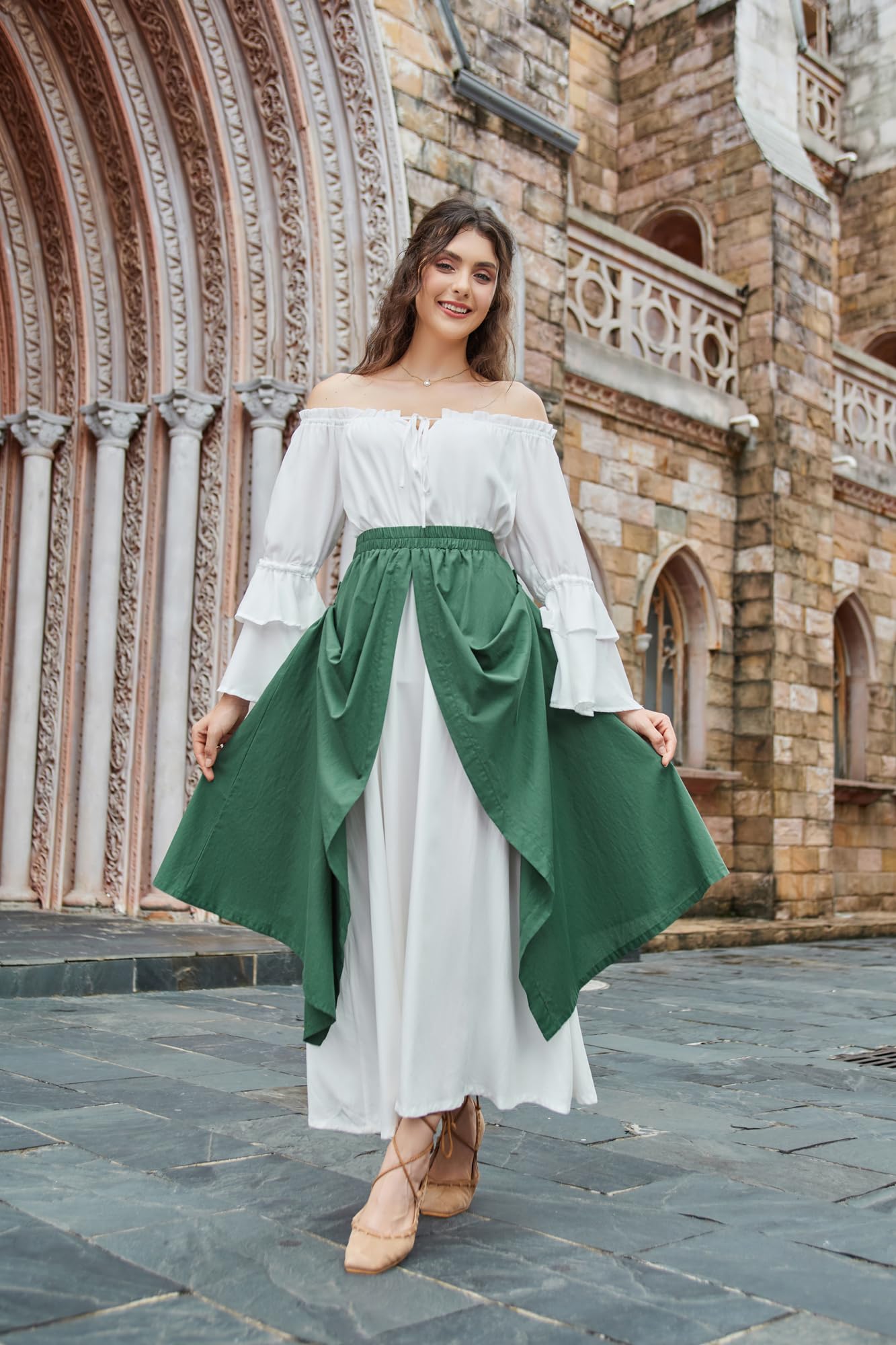 SCARLET DARKNESS Camicette da donna rinascimentali con spalle scoperte e maniche lunghe