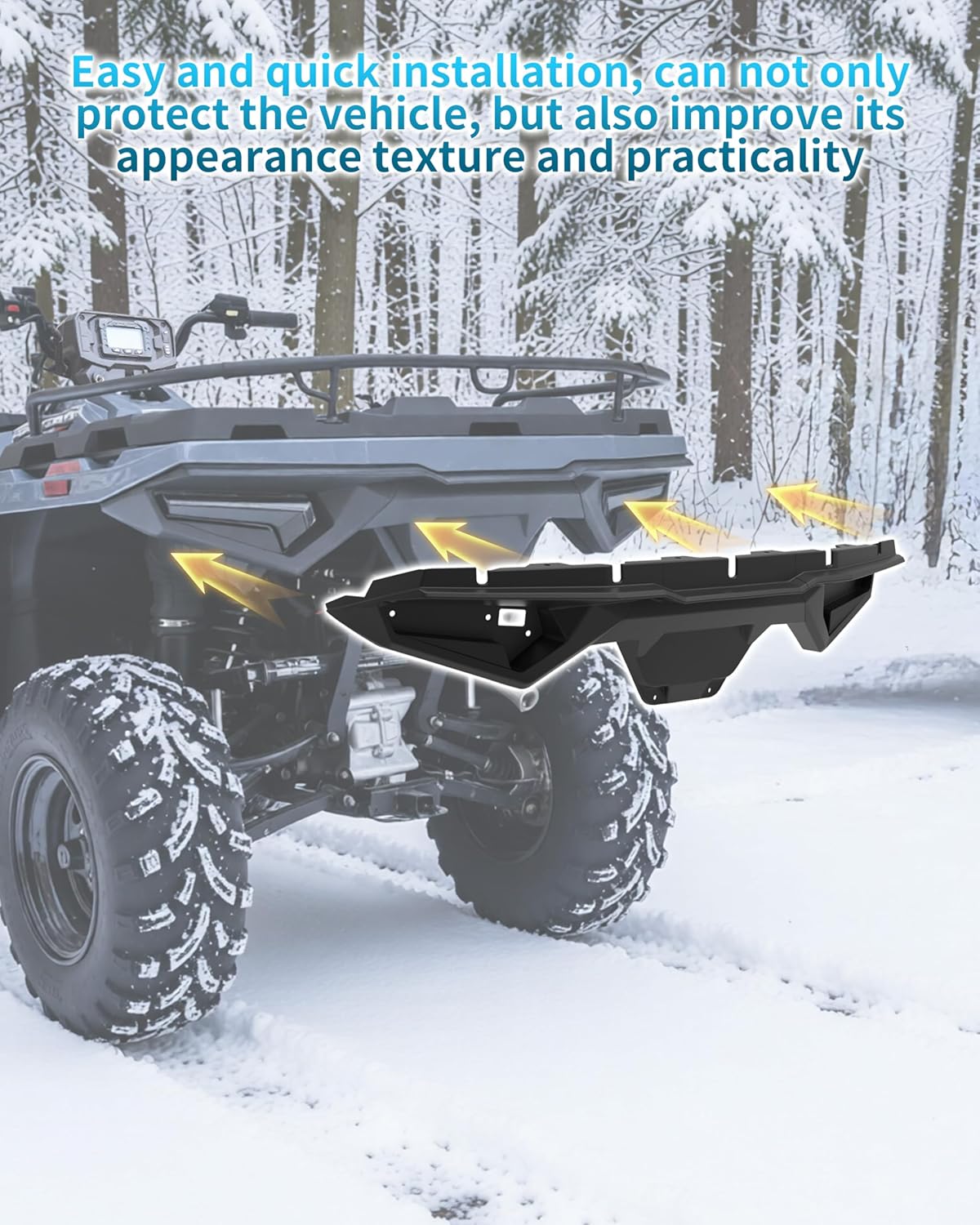 Rear Plastic Bumper Guard for Polaris Sportsman 570 450 Touring 2021-2025 Accessories, Black Combined Rear Lip, Replace OEM# 5458421-070