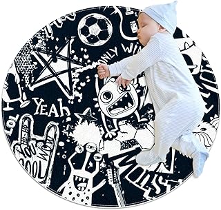 Tappeti Round Area Strano animale Tappeto rotondo per bambini Tappeto antiscivolo Tappeto da soggiorno per camera da letto per bambini 80cm