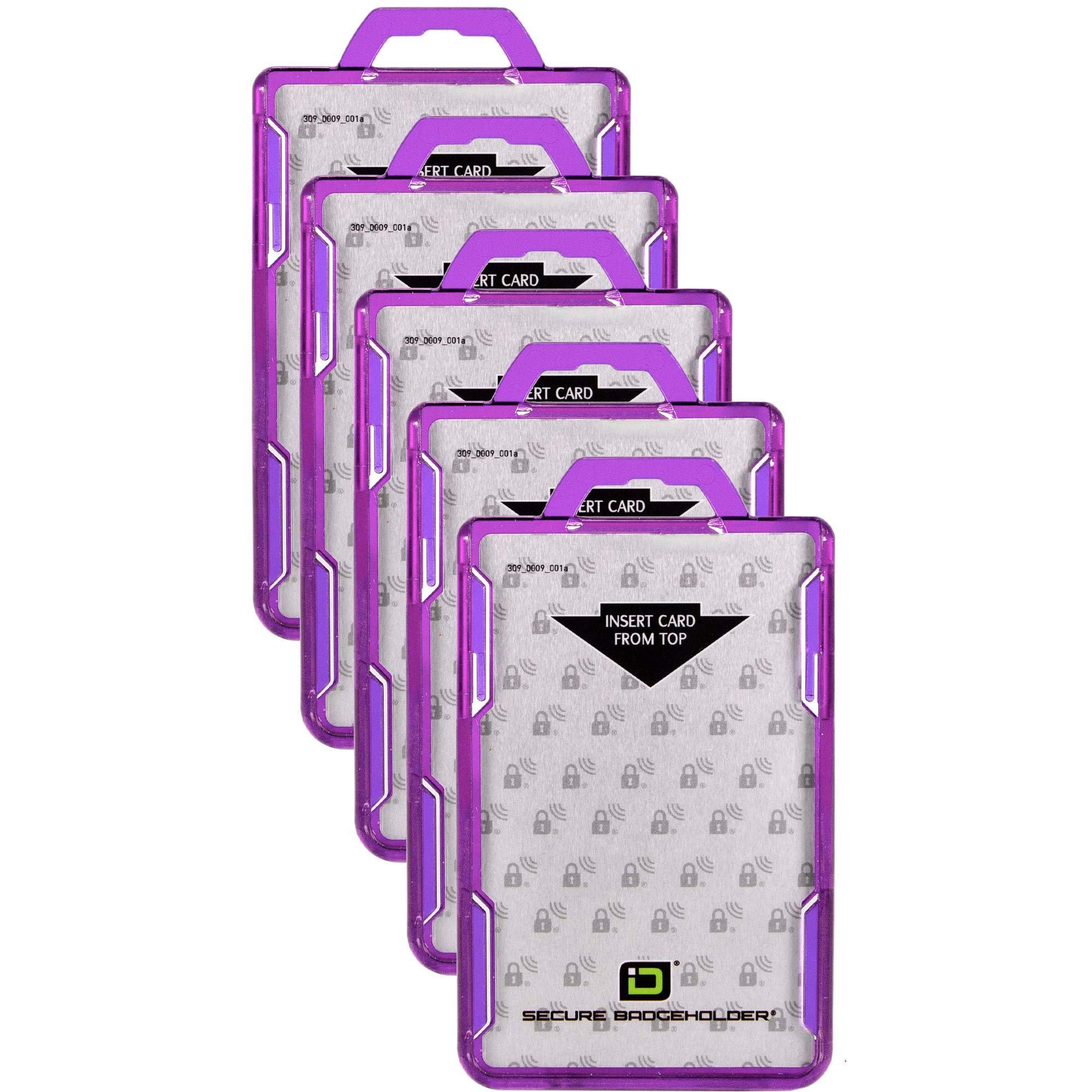ID Stronghold - Pack of 5 - RFID Blocking Secure Badge Holder - Duolite 2 Card ID Holder - Poly Carbonate - Heavy Duty Plastic ID Badge Holder - USA