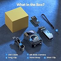 Vista 9 de BOBLOV Cámara corporal de policía M11: cámara corporal de 3.2K con botón grande, grabación de video HD de 10 horas, visión nocturna IR 8, compatible