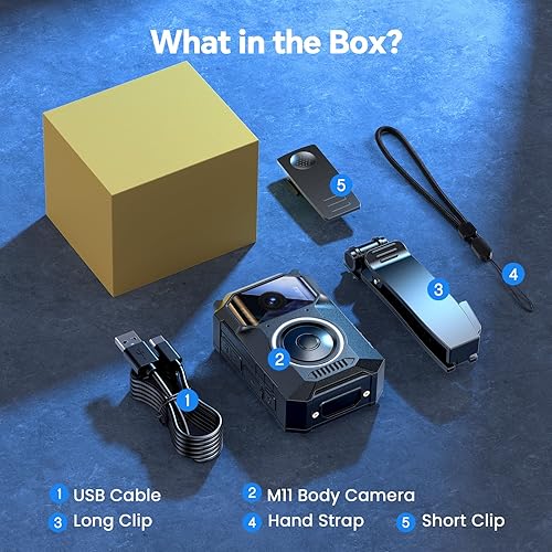 Miniatura 9 de BOBLOV Cámara corporal de policía M11 cámara corporal de 3.2K con botón grande, grabación de video HD de 10 horas, visión nocturna IR 8, compatible