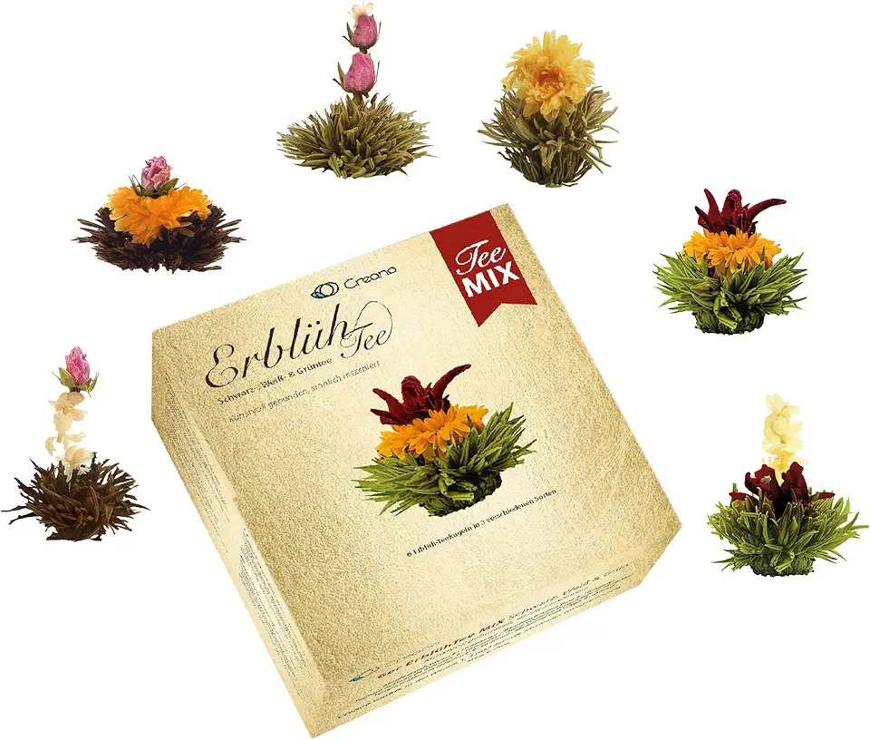 Blommande te mix med vit grön och svart te