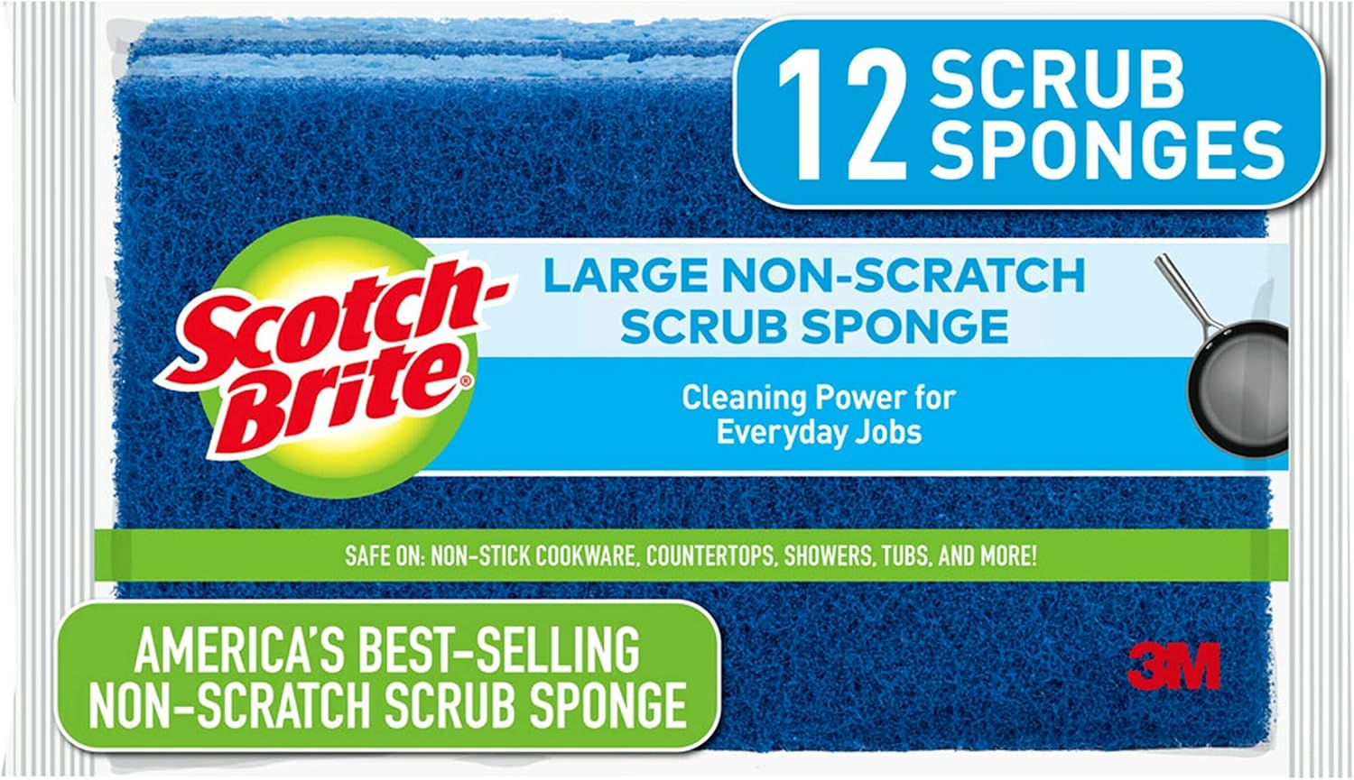 ScotchBrite Extra Large Scrub Sponge, NonScratch, 12