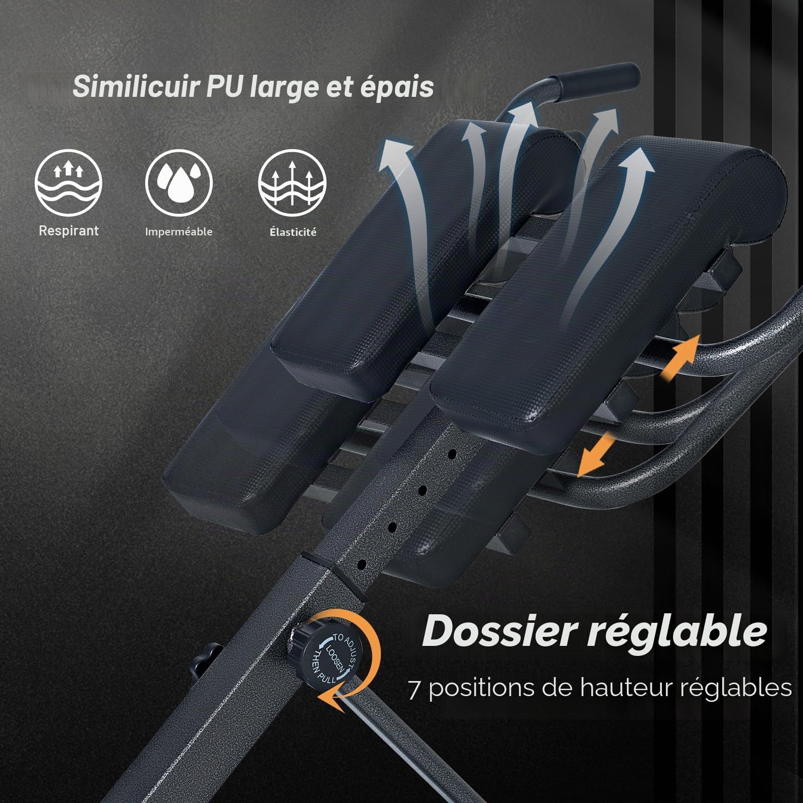 SogesPower Chaise Romaine Hyperextension pour Dos, Banc de Musculation Pliable Réglable en Hauteur, Appareil Hyper Extension pour Abdominaux, Fitness, Charge Max. 120 kg