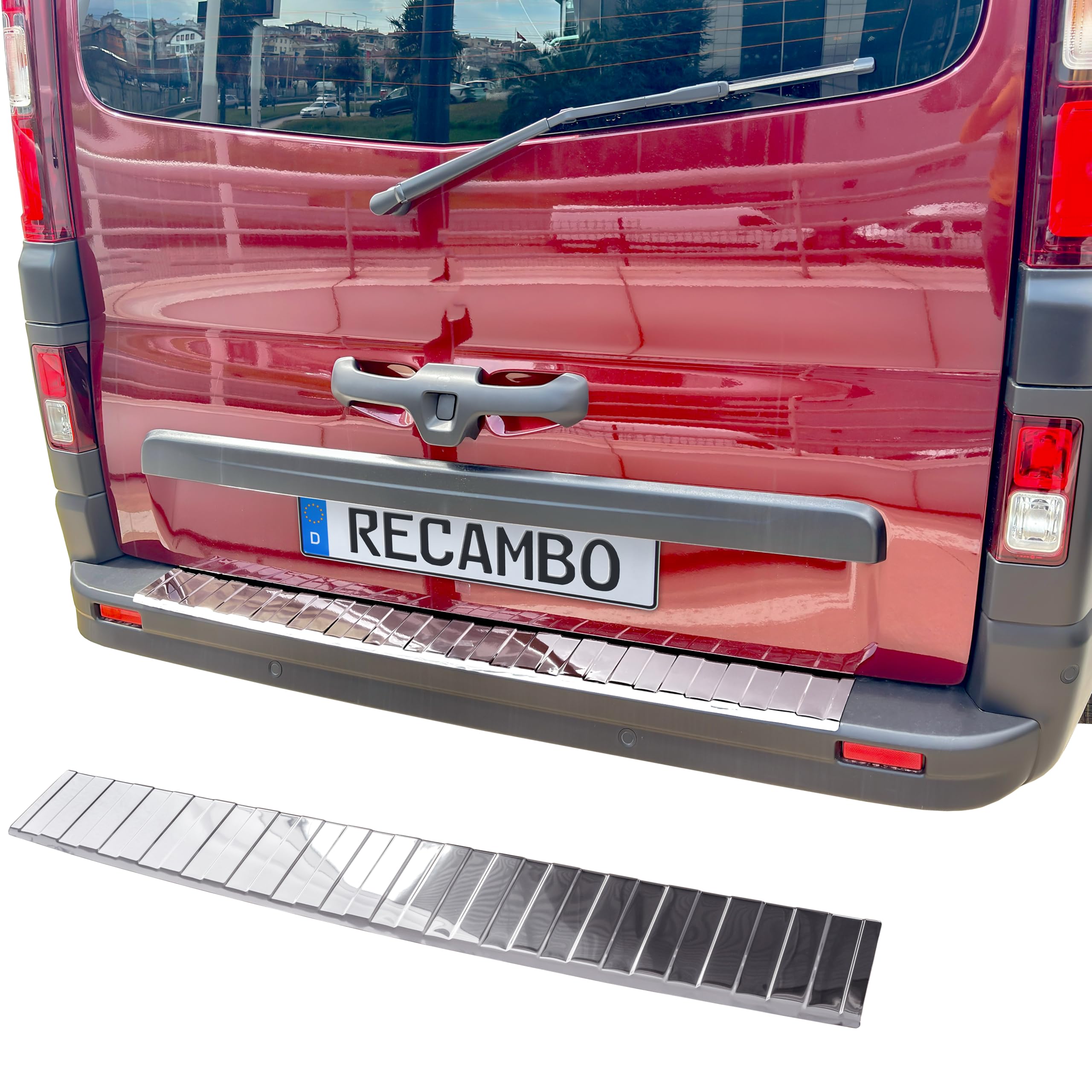 Recambo | Protector de Parachoques Trasero | Compatible con Renault Trafic III | a Partir de 2014 | Acero Inoxidable Cromado | Protección Borde de Carga